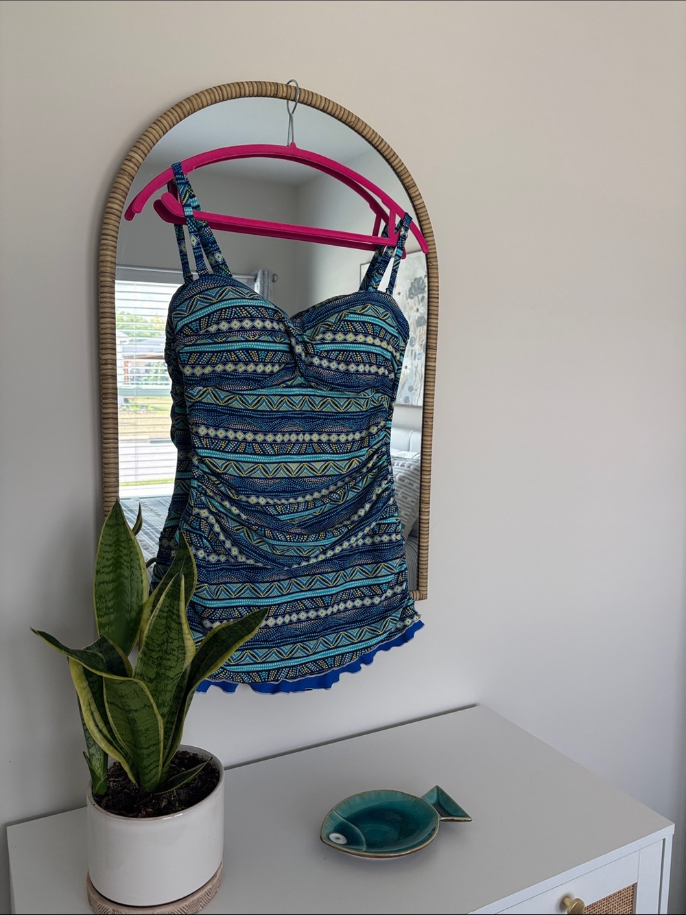 One piece skirted swimsuit
